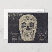 ゴシックグレーベージュスカル誕生日RIP To His 20 インビテーションポストカード (正面/裏面)