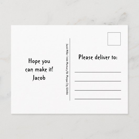 ゴシックグレーベージュスカル誕生日RIP To His 20 インビテーションポストカード (裏面)