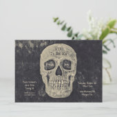 ゴシックグレーベージュスカル誕生日RIP To His 20 招待状 (スタンド正面)