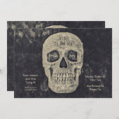 ゴシックグレーベージュスカル誕生日RIP To His 20 招待状 (正面/裏面)
