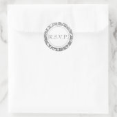 ゴシックグレー&ホワイトフローリッシュ封筒用シール ラウンドシール (バッグ)