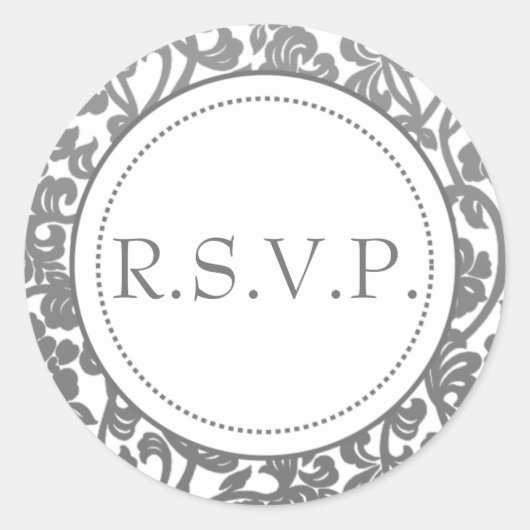 ゴシックグレー&ホワイトフローリッシュ封筒用シール ラウンドシール (正面)