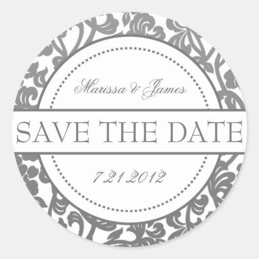 ゴシックグレー&ホワイトフローリッシュ封筒用シール ラウンドシール (正面)