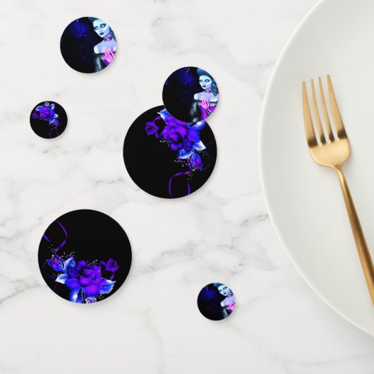 ゴシックグロースケルトンスカルガールハローウィンパーティ コンフェッティ (グループ)