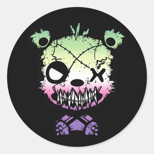 ゴシックゲンダーフェプライド旗色クマ ラウンドシール (正面)