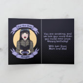 ゴシックゲーマー10代のガールダークブルー誕生日 カード (内部)