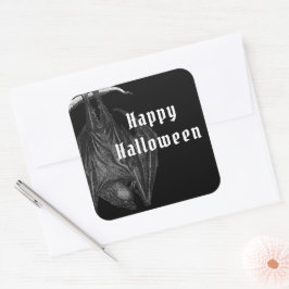ゴシックコウモリ ハッピーハロウィン スクエアシール