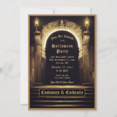 ゴシックコスチュームとカクテルハロウィーン招待状 招待状 (正面)