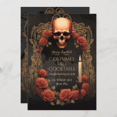 ゴシックコスチューム&カクテルハローウィンパーティカード 招待状 (正面/裏面)