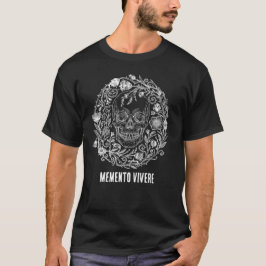 ゴシックコテージコア スカル&ワイルドフラワーイラスト Tシャツ