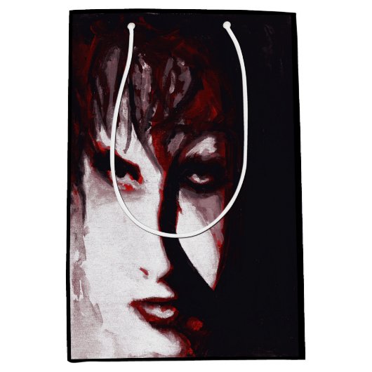 ゴシックゴッドポストパンクゴシックミュージックマンポートレートアート ミディアムペーパーバッグ (正面)