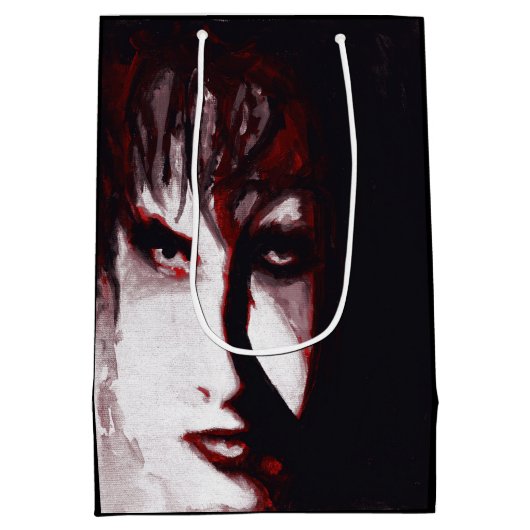 ゴシックゴッドポストパンクゴシックミュージックマンポートレートアート ミディアムペーパーバッグ (裏面)