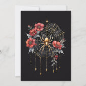 ゴシックゴールドと赤いクモの花のウェブハンドファスティング 招待状 (裏面)