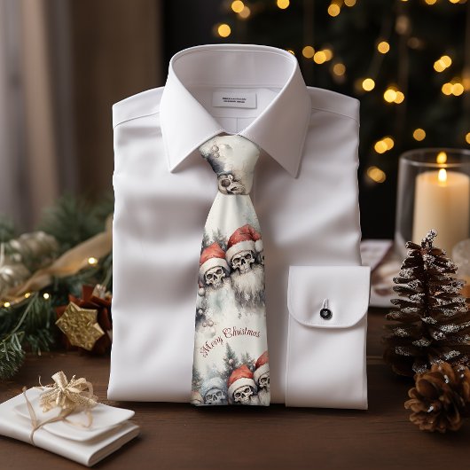 ゴシックサンタスカル水彩冬ゴトマス ネクタイ