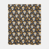 ゴシックシュガースカルハロウィンモダンヴィンテージ フリースブランケット (正面)