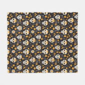 ゴシックシュガースカルハロウィンモダンヴィンテージ フリースブランケット (正面(横))