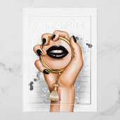 ゴシックシルバーと金ゴールドグラムシックスパパーティー 箔招待状 (正面)