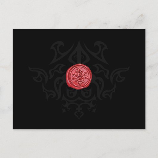 ゴシックシーリングワックスブラック&ホワイトRSVPカード ポストカード (正面)