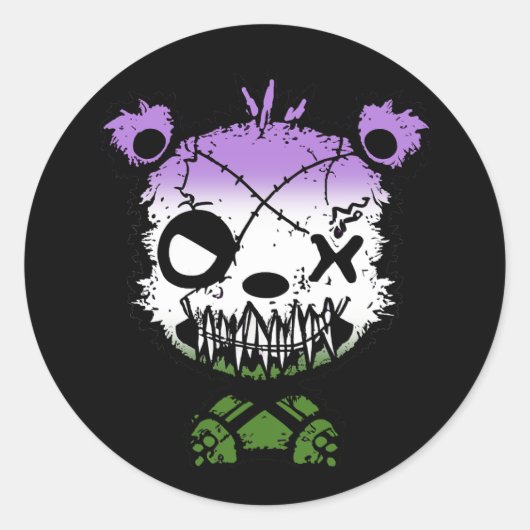 ゴシックジェンダークエアプライド旗色クマ ラウンドシール (正面)