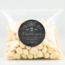 ゴシックスカルとこうもりダークハロウィーンありがとう ラウンドシール