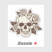 ゴシックスカルとアイボリーバラ防水 シール (シート)