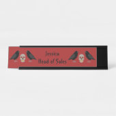 ゴシックスカルとガーディアンラヴェンスハロウィーンカスタム デスクネームプレート (正面)