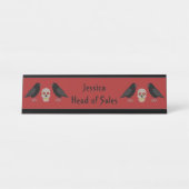 ゴシックスカルとガーディアンラヴェンスハロウィーンカスタム デスクネームプレート (正面)