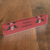 ゴシックスカルとガーディアンラヴェンスハロウィーンカスタム デスクネームプレート (側面)