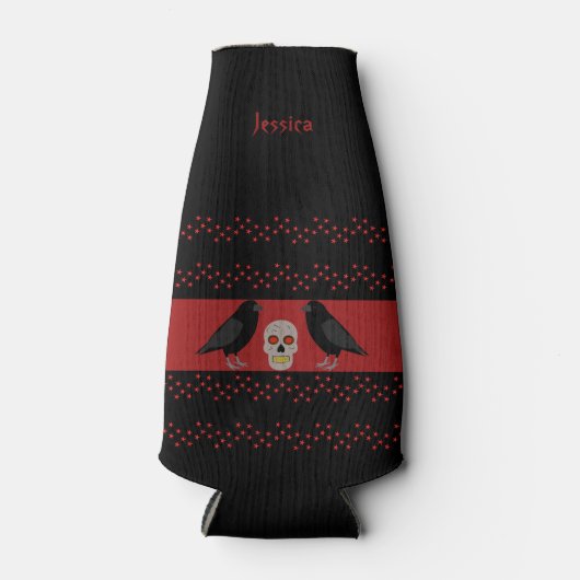 ゴシックスカルとガーディアンラヴェンスハロウィーンカスタム ボトルクーラー (正面)