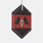 ゴシックスカルとガーディアンラヴェンスハロウィーン ガラスオーナメント (正面右)