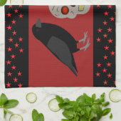 ゴシックスカルとガーディアンラヴェンスハロウィーン キッチンタオル (折り畳み)