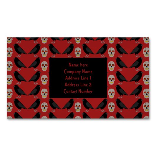 ゴシックスカルとガーディアンラヴェンスハロウィーン マグネット名刺 (正面)