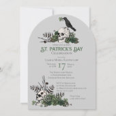 ゴシックスカルとクローバーズセントパトリックお祝い 招待状 (正面)