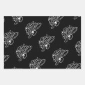 ゴシックスカルとドラゴンメリークリスマスギフト紙 ラッピングペーパーシート (正面)