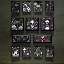 ゴシックスカルとバグのスクラップブックEphemeraスタンプ4