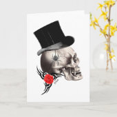 ゴシックスカルとバラタトゥースタイル カード (黄色い花)