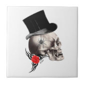 ゴシックスカルとバラタトゥースタイル タイル (正面)