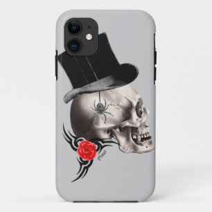 ゴシックスカルとバラタトゥースタイル iPhone 11 ケース