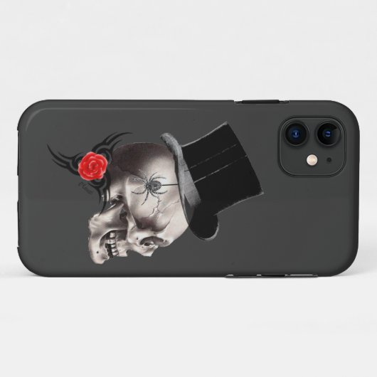 ゴシックスカルとバラタトゥースタイル Case-Mate iPhoneケース (裏面(横))