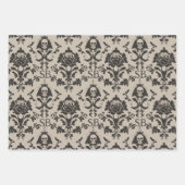 ゴシックスカルとバラダークビクトリアンダマスクパターン ラッピングペーパーシート (正面)