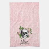 ゴシックスカルとバラハロウィーン キッチンタオル (縦)