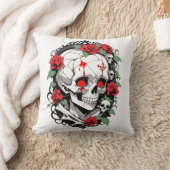 ゴシックスカルとバラ クッション (ブランケット)