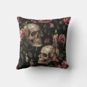 ゴシックスカルとバラ – ダークロマンチック クッション (裏面)