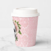ゴシックスカルとピンクのバラ 紙コップ (左)