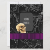 ゴシックスカルとブラックダマスクの結婚式 招待状 (裏面)