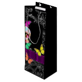 ゴシックスカルとブラックパーソナライズされた結婚ズ ワインギフトバッグ (裏面アングル)