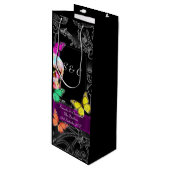 ゴシックスカルとブラックパーソナライズされた結婚ズ ワインギフトバッグ (正面アングル)