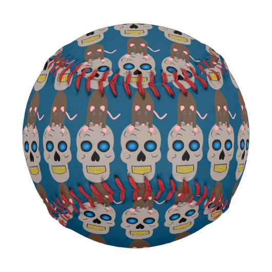 ゴシックスカルとラットハロウィーン 野球ボール (裏面)