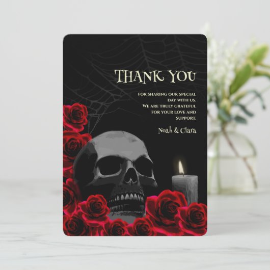 ゴシックスカルとレッドローゼハロウィン結婚ズ サンキューカード (スタンド正面)