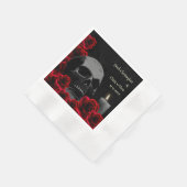 ゴシックスカルとレッドローゼハロウィン結婚ズ 縁ありカクテルナプキン (角)